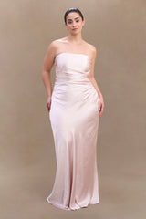 Cedar Strapless Satin Maxi Dress - Soft Pink