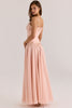 blush satin custom hand beaded embellished maxi dress - limited edition
