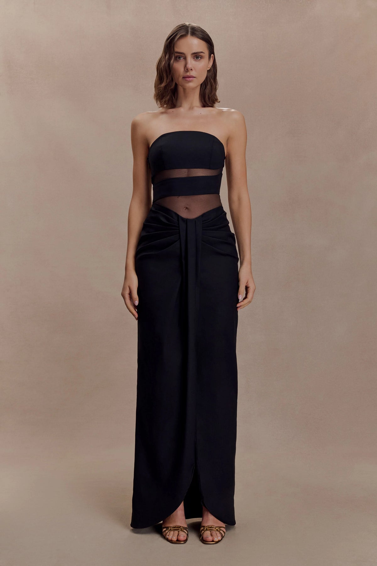 Paulina Cut Out Strapless Maxi Dress - Black